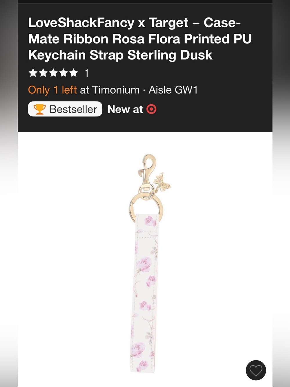 LoveShackFancy x Target Floral Ribbon Rosa Keychain Strap Sterling Dusk Casemate